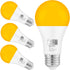 Dusk to Dawn Bug Light Bulbs Outdoor, 1900K Amber Yellow, 800 Lumen, 12W A19 E26, 4-Pack HQ-H020