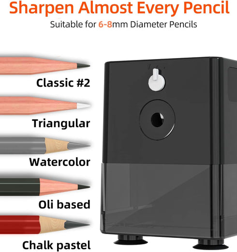 ZMOL Electric Pencil Sharpeners, Classroom Pencil Sharpener,Heavy Duty for 6-8mm Wooden/Colored Pencils,3 Sharpness Settings,Essential School Supply for Classroom Office Home by Zmol