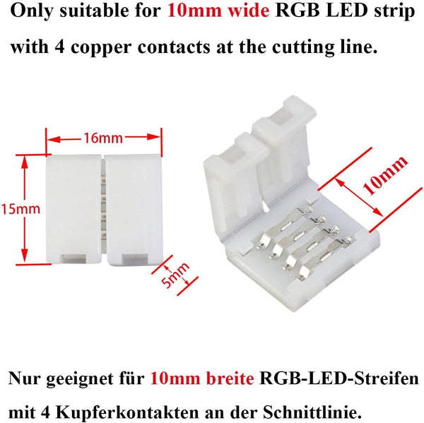 10pcs 4 10mm 5050 RGB LED Strip Connector Pin LED Tape Connector LED Ribbon Quick Connector LED Rope Clip Connector