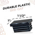 Prescott Plastics 1" x 1 1/2” Ribbed Plastic Hole Caps, 10 Pack, Durable Black Rectangular End Caps for Indoor Outdoor