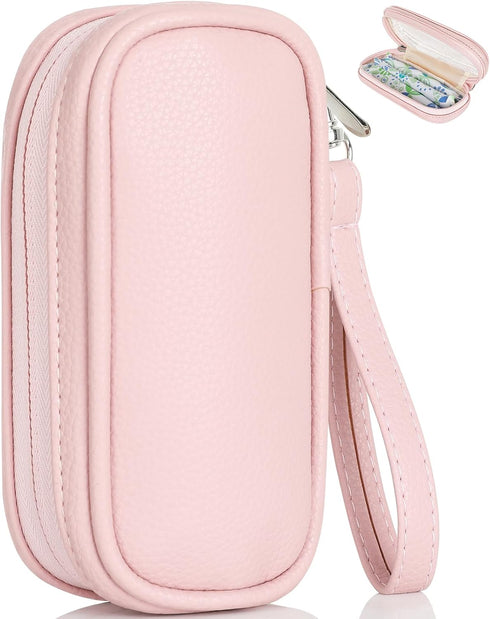 Teircno Tampon Holder for Purse, Portable Period Bag with Handle,Travel Pads Tampons Pouch,