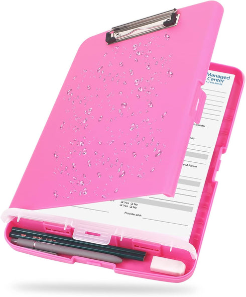 Clipboard with Storage, Heavy Duty Plastic Nursing Clipboard with Low Profile Clip and Pen Holder, Multifunctional Case