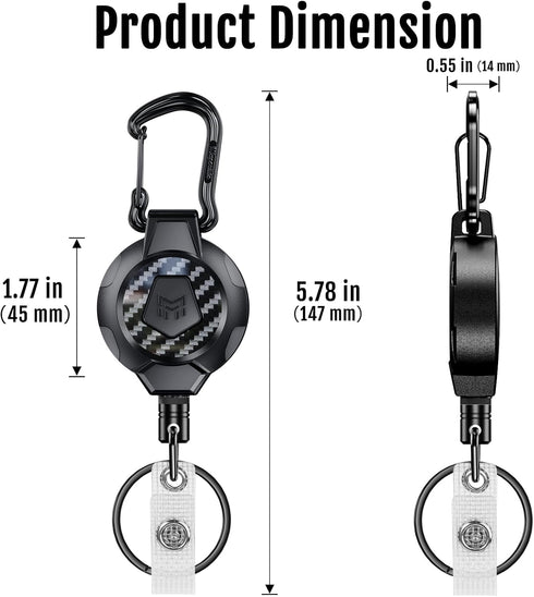 MNGARISTA Upgraded Retractable Keychain, 10 OZ Retraction, 31.5" Stainless Steel Cord, Heavy Duty Carabiner Badge Holder