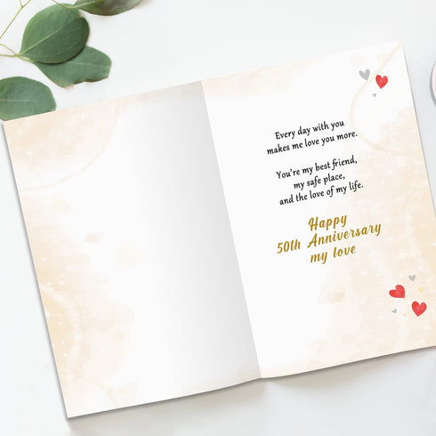 Beixian 50th 50 50th Romantic Anniversary Card for Husband, Funny Year Anniversary Card Gifts from Wife, Sweet Wedding
