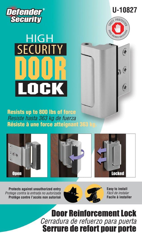 10827 3 Pack) Prime-Line U Door Reinforcement Lock Add Extra, High Security to your Home and Prevent Unauthorized Entry