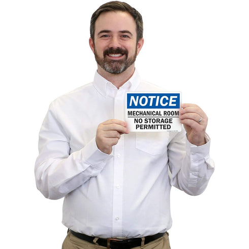SmartSign U9-2250-ND Notice Label, Mechanical Room, No Storage Permitted, 5" x 7" Laminated Vinyl