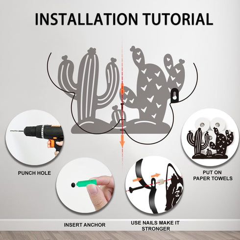 8 WADORN Cactus Toilet Paper Holder, Metal Cactus Plant Wall Mounted Toilet Paper Storage for Extra Rolls Funny Toilet
