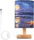ALAZA Moon Starfish Beach Oilpaint Bedside Table Lamp with USB Port for