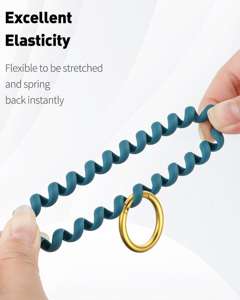 Uniclife 6 Pcs Stretchable Wristband Keychain, Flexible Spring Spiral Coil Key Holder with Gold Spring O Ring