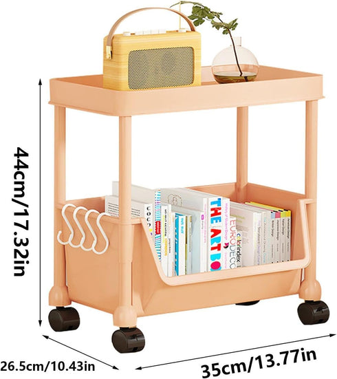 Generic Rolling Book Cart | Multi-Layer Cosmetics Storage Cart - Deskside Rolling Storage Rack - for Home Bathroom