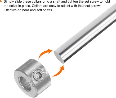 Shaft Collar 1/4" Bore 304 Stainless Steel Set Screw Collars, 1/2" OD, 1/3" Width for Wheel Barrow Axle, Machine Tools
