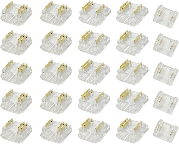 3-Pin 10mm COB LED Strip Connector Kit for Solderless Strip-to-Wire and Strip-to-Strip Joints (Pack of 25)