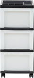 IRIS USA Plastic Drawer Storage Organizer Rolling Cart, 3-Drawers with Wheels for Classroom, Bathroom, Bedroom