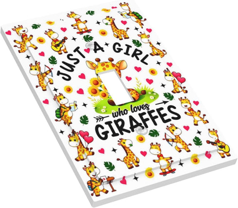 HTSAHKV 3 5 Inch Just a Girl Who Loves Giraffes Wall Plate Light Switch Cover Single Gang Outlet Faceplate Print Plate