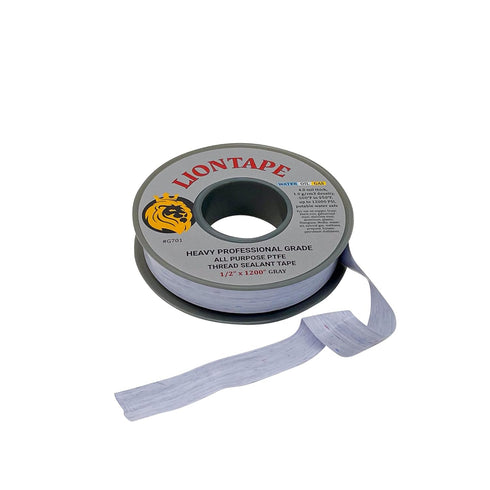 Liontape G701 3-Pack 1/2" x 1200" (100-Ft) Heavy Duty Professional Teflon Tape, for Water/Oil/Gas, 4-Mil, High Density, Up to 12000 psi, Grey