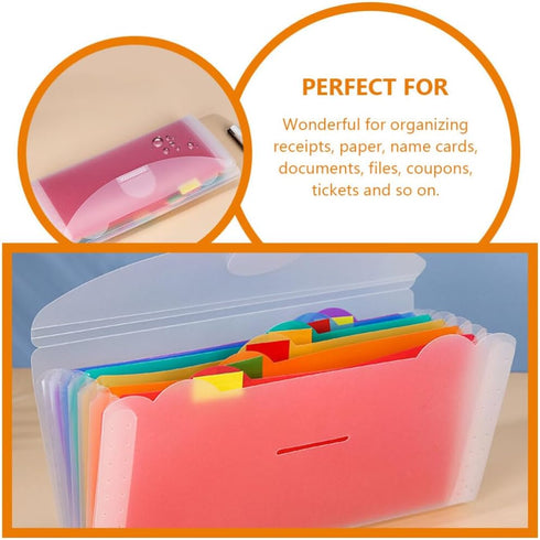 KALLORY Small Accordion File Folder, Mini Expanding File Holder, 7 Pockets Document Organizer with Tabs for Classroom