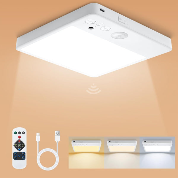 Karjoefar Motion Sensor Closet Light, 8W 7000mAh Rechargeable Ceiling Light with Remote,3