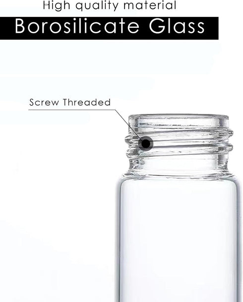 30Pcs 20mL Clear Glass Sample Vials, 5 dram Borosilicate Glass with Screwcap, PE Liner for Lab Liquid Sampling