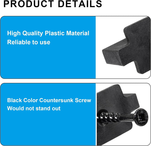 50Pcs Black Nylon Plastic Hidden Fasteners Clips for Deck Fastening, Universal Deck Fastener Clips with Metal Screws