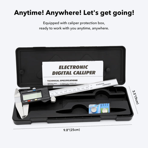 Digital Caliper Precise Measuring Tool, Vizbrite 6 inch Stainless Steel Electronic Vernier Calipers