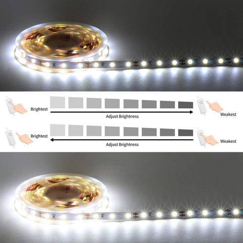 T907 Dimmer 12V Dimmer 1 Pack White Switch for Led Strip Lights Adjust Brightness Led Controller with Memory Function