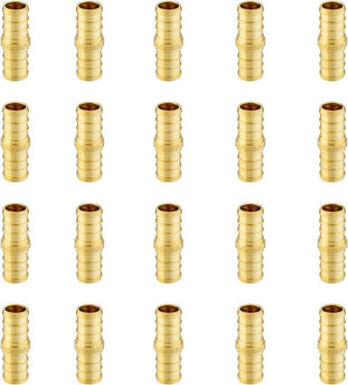 EFIELD Pex 3/4 Inch Brass Couplings Crimp Fittings (Pack of 20) for Pex Piping, ASTM F1807