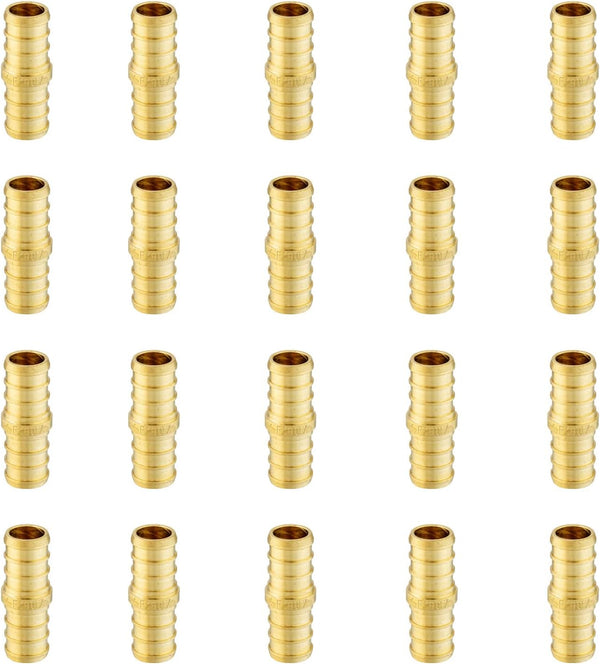 EFIELD Pex 3/4 Inch Brass Couplings Crimp Fittings (Pack of 20) for Pex Piping, ASTM F1807