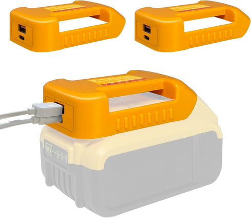 2 Pack USB Charger Adapter for Dewalt 20V Battery with USB & Type-C Fast Charging Interface (Adapter Only)