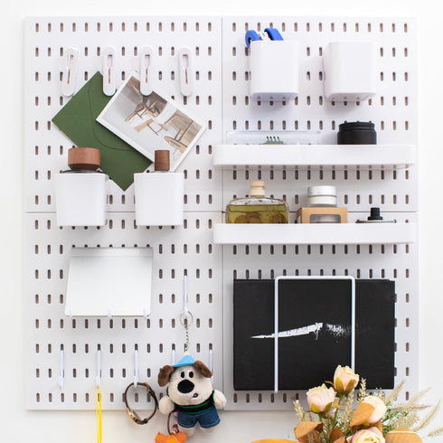 Pegboard Combination Kit, Wall Organizer, 25.2" x 25.2" White Pegboard with 20 Accessories for Home, Office, Gaming