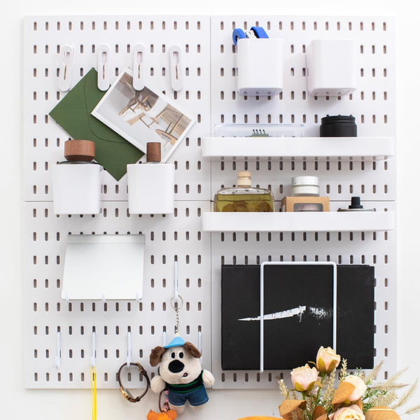 Pegboard Combination Kit, Wall Organizer, 25.2" x 25.2" White Pegboard with 20 Accessories for Home, Office, Gaming