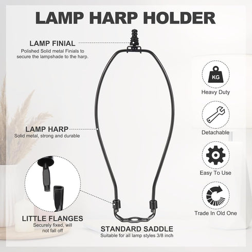 11 Inch 1" 2 Set PATIKIL Lamp Harp Kit with Tall Iron Finial, Heavy Duty Bracket with Standard Saddle & Finial