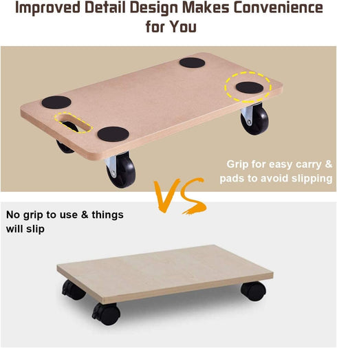 500 Lbs (23" x11.5" Goplus Furniture Moving Dolly, Heavy Duty Wood Rolling Mover with Wheels for Piano Couch Fridge