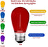 Meconard 15Pack S14 Colored LED String Light Bulbs,1 Watt Plastic Shatterproof Waterproof Outdoor Indoor Replacement Bulbs for Home Decor, E26 Medium Base, Multi-Color: Red/Green/Blue/Orange/Purple by Meconard