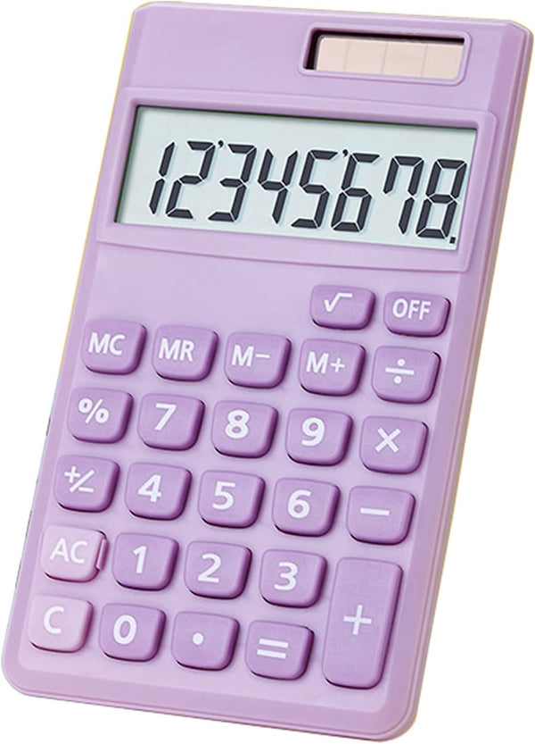 Basic Calculator, Cute Pocket Size Mini Desktop Calculators for School, Office, Home (Purple)