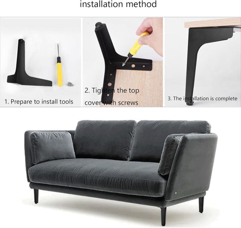MZZHEDIE 4 (5.1in) Pcs Gold Triangle Sofa Legs,Metal Triangle Furniture Feet,Metal Support Feet,for Bed TV Cabinet