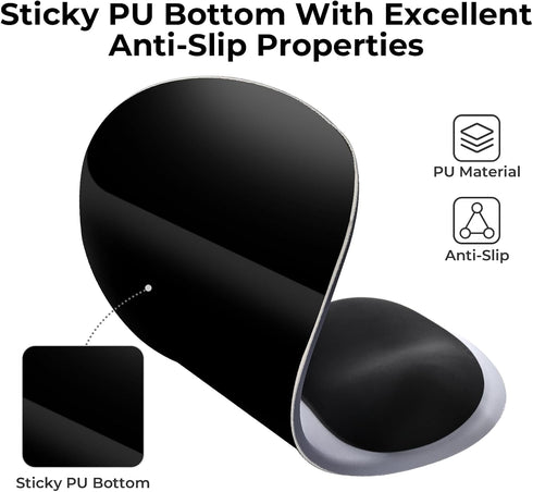 EooCoo Ergonomic Mouse Pad with Gel Wrist Rest Support Middle Concave Design, Relieve Wrist Pain Mousepad, Non-Slip