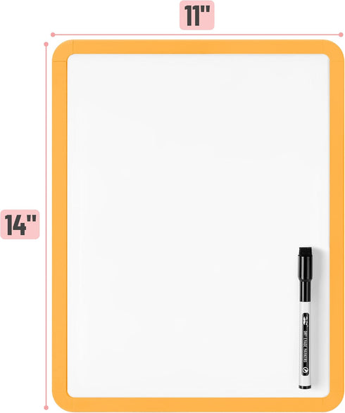 Mr. Pen Dry Erase Board, 14” x 11” with Black Marker, Orange Frame for Kids and Students