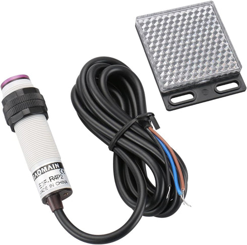 Baomain Photoelectric Sensor E3F-R4P2 Retroreflective Optical Switch, DC 10-30V PNP NC Sensing Distance 4m