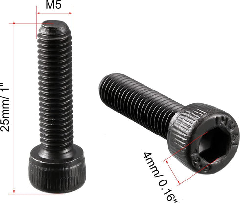 uxcell M5 x 20mm 12.9 Alloy Steel Hex Socket Head Cap Screws, Black, 30pcs