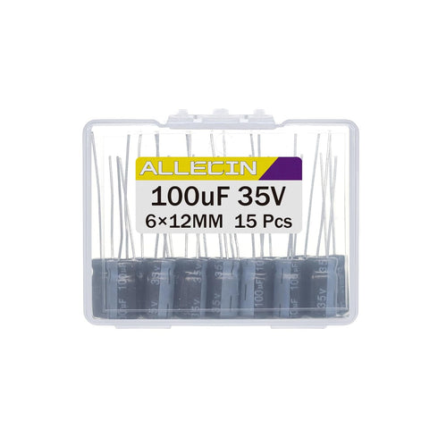 100uF 35V 6x12mm Electrolytic Capacitor - 100 UF MFD 35 Volt Aluminum Capacitors, Pack of 15