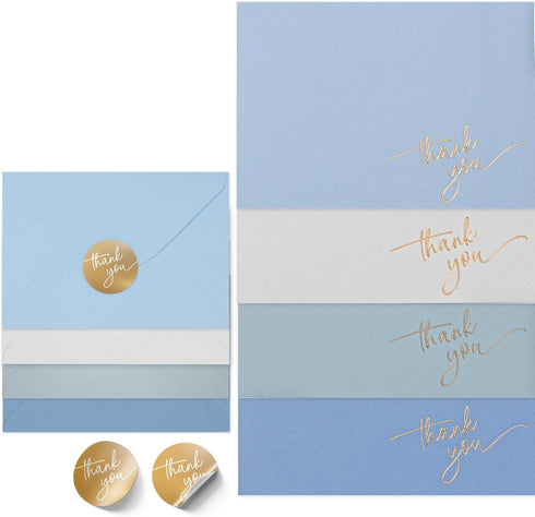 Gold Foil Thank You Cards - Bulk Pack of 40, 5x3.5 Inch