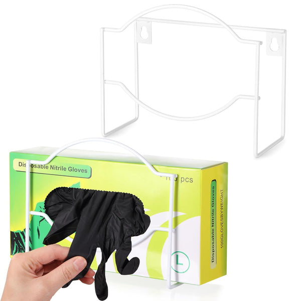 2 Pcs Metal Glove Box Dispenser Holder, Wall Mount for Disposable Gloves, Tissue Holder (White)