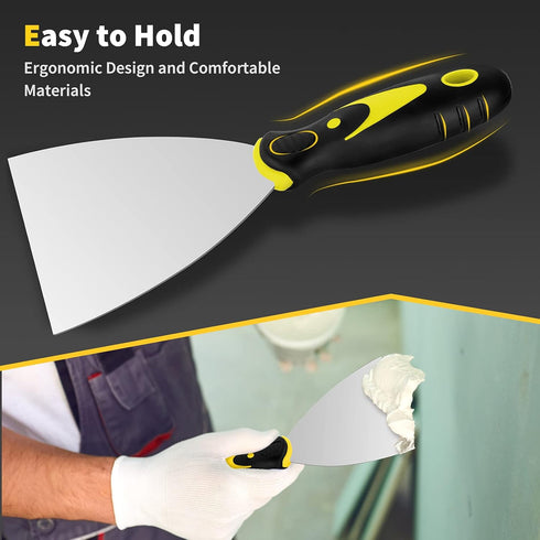 4Pcs Spackle Knife Set (2, 3, 4, 5 in), Putty Knife, Stainless Steel Paint Scraper, Taping Tool for Repair