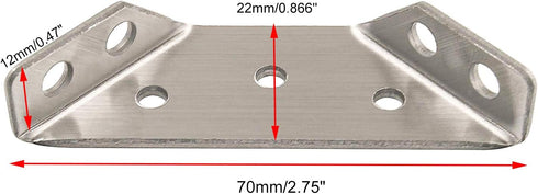 Trapeziform Angle Brackets - Stainless Steel Angle Corner Braces for Desk Edge, Box, Wood Beam, Pack of 10