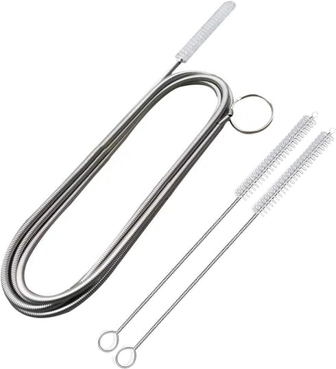 61 inch Long Drain Brush Hose, Flexible Feeding Tube Cleaning Brush and 2 PCS 7.9 inch Straw Cleaning Brush, White