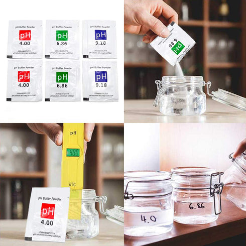 15 Pack 4.00/6.86/9.18 DuvinDD pH Meter Buffer Solution Powder for Precise pH of pH Meter, Calibration Powder Solution