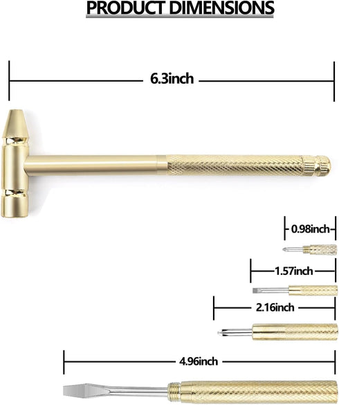 LANDIBO 6-in-1 Hammer Hammer Micro Mini Multifunctional Anti-Corrosion and Anti-Rust Copper and Screwdriver Hand Tool