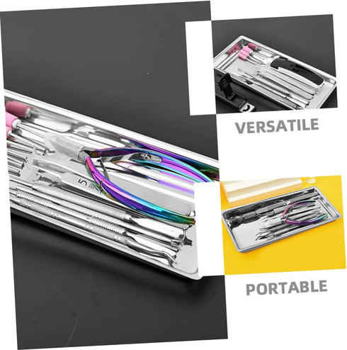 Stainless Steel Lab Tray for Beauty Salon Manicure Tools Small Instrument Organizer Tray for Tattoo Supplies