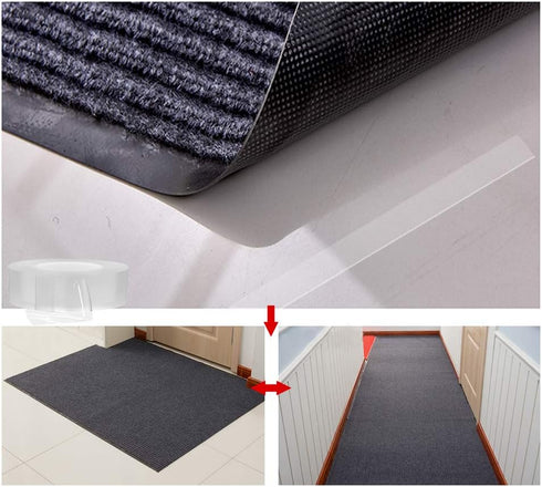Double Sided Reusable Carpet Tape, Strong Adhesive Rug Gripper for Home Floor, Transparent - 2mm