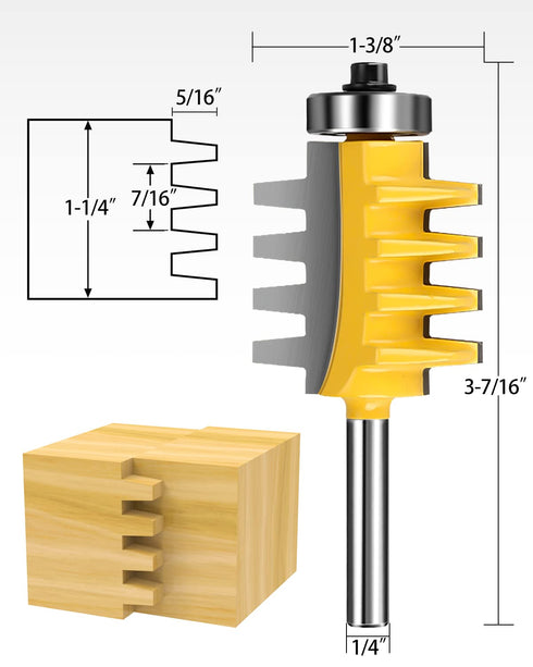 1/4-Inch Set 3 Pack Set, Shank Tongue and Groove Router Bits & Reversible Finger Joint Router Bit, Router Bit